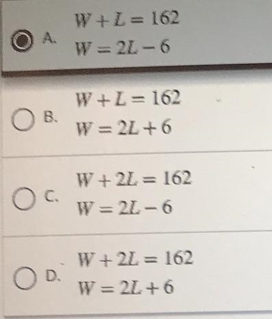 a baseball teams total wins and losses for one season is 162 the number of wins is-example-1