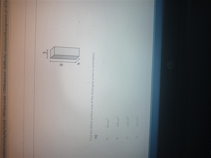 Find the lateral surface area of the rectangular prism in centimeters-example-1