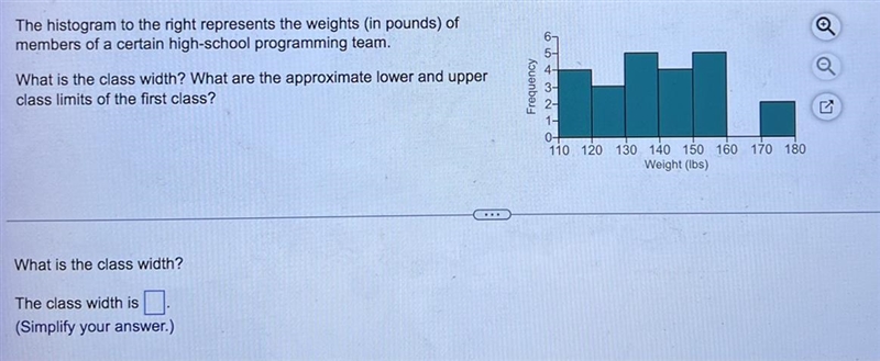 The histogram to the right represents the weights (in pounds) of members of a certain-example-1