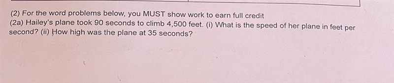 For the word problems below, you MUST show work to earn full credit (a.) Hailey's-example-1