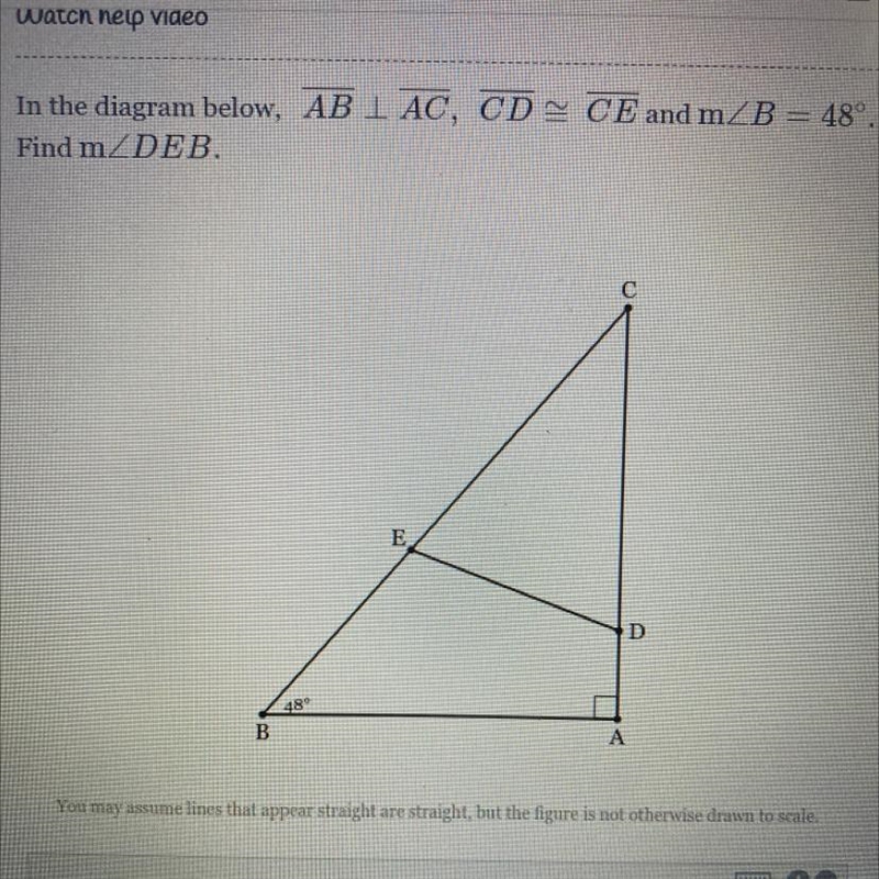 Line AB is perpendicular to line AC, line CD is congruent to line CE and measurement-example-1