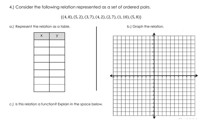 4.) Consider the following relation represented as a set of ordered pairs.(4,8), (5, 2), (3,7), (4, 2), (2,7), (1, 10), (5, 8)a-example-1