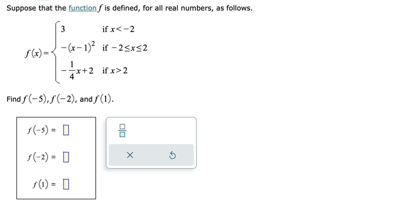 Suppose that the function f is defined, for all real numbers, as follows.-example-1