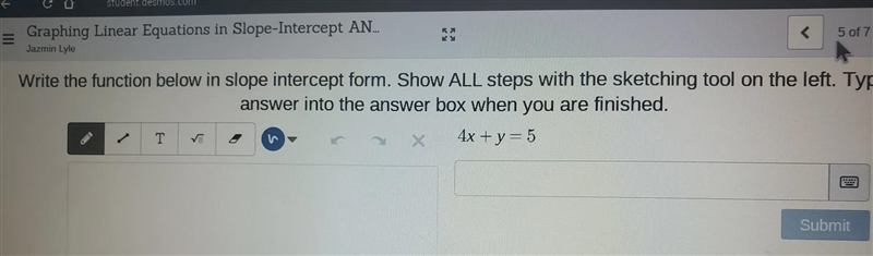 Write the function below in slope intercepts form. Show all the steps-example-1