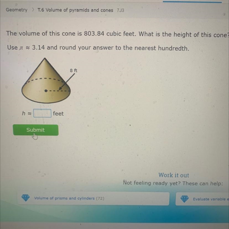 What is the height of this cone round to the nearest hundredth-example-1