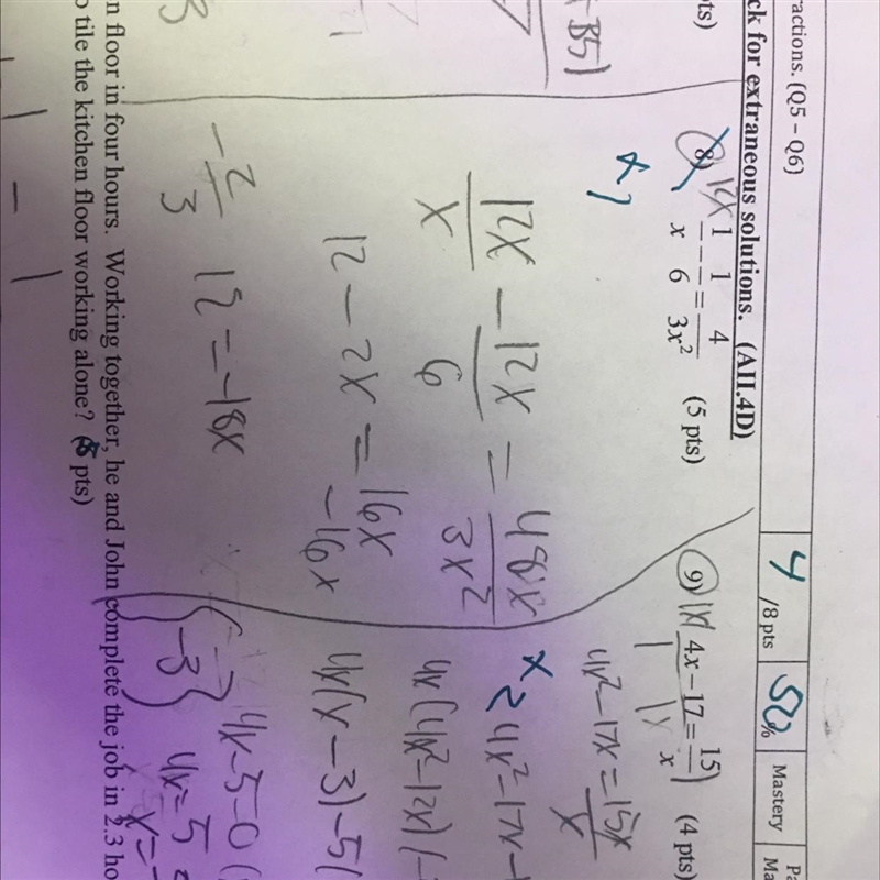 I need help with these math questions extraneous solution #9-example-1