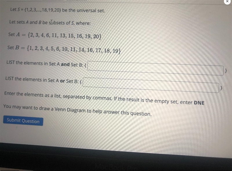 Let S = {1,2,3,...,18,19,20) be the universal set.Let sets A and B be subsets of S-example-1