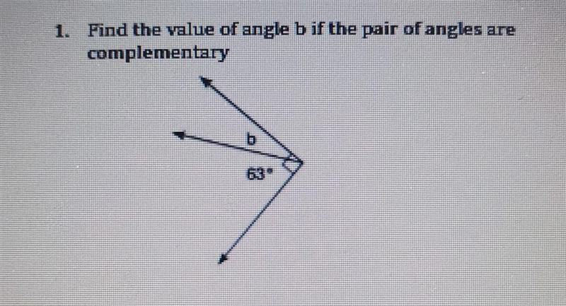 Find the value of angle b if the pair of angles are complementary-example-1