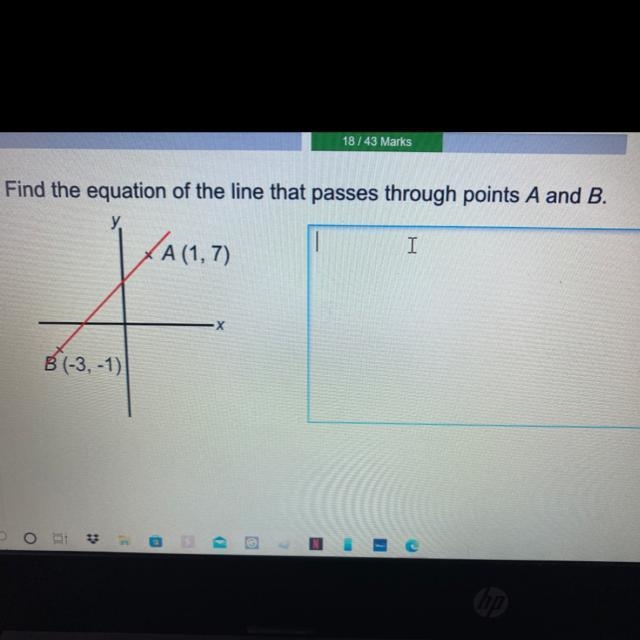 Find the equation of the line that passes through points a and B. A(1 ,7) B(-3,-1)-example-1