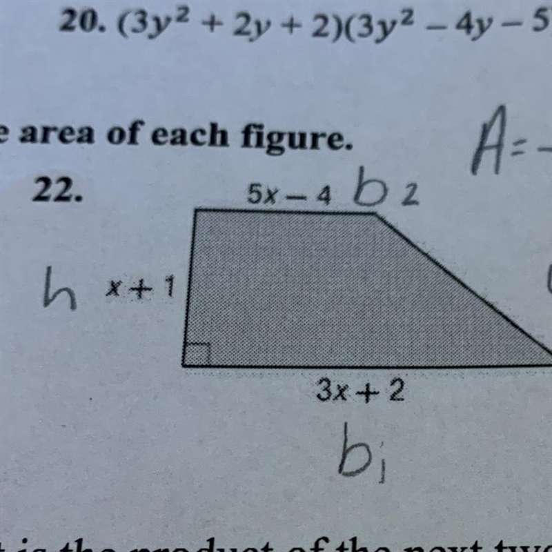 He area of each figure. . 5x-4 x+1 3x-4-example-1