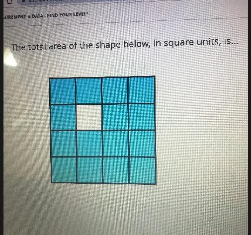 MEASUREMENT & DATA - FIND YOUR LEVEL!The total area of the shape below, in square-example-1