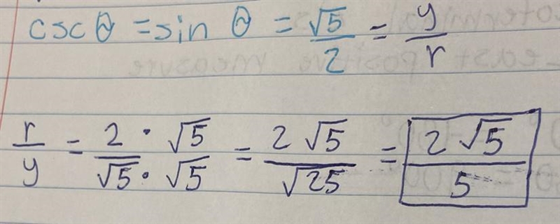 Csc θ given that sin θ= √11/6I have added an example.-example-1