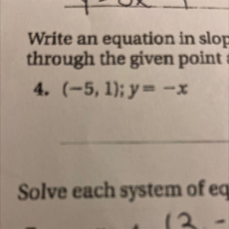 Write an equation in slope-intercept form of a line passingthrough the given point-example-1