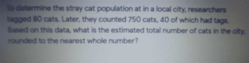 to determine the stray cat population at in a local city researchers tagged 80 cats-example-1