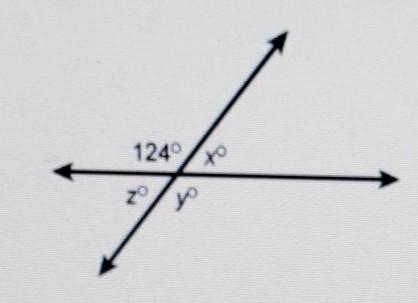 HELP ME OUT PLS!!! What is the measure of Angle z in this figure? A) 124° B) 90° C-example-1