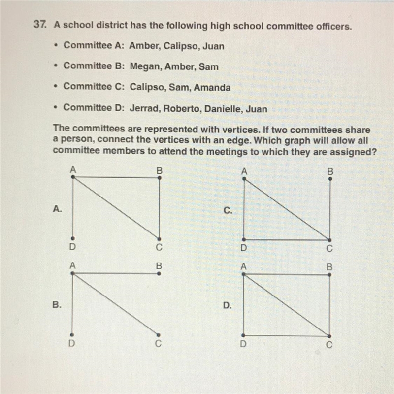 A school district has the following high school committee officers.• Committee A: Amber-example-1