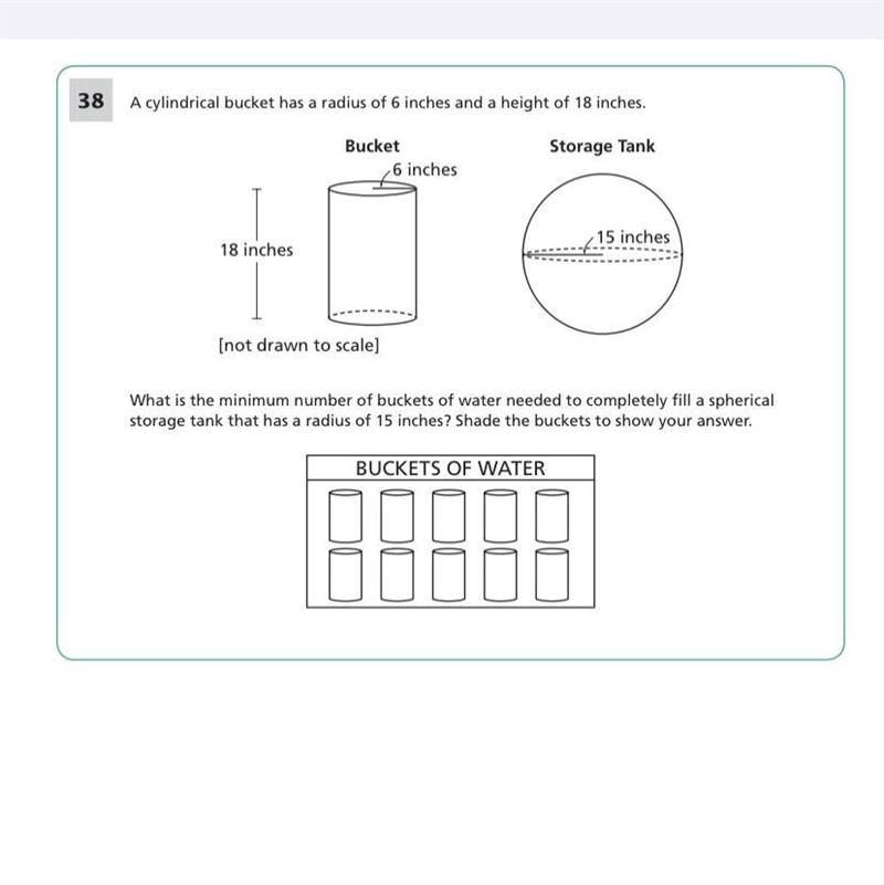 What is the minimum number of buckets of water needed to completely fill a spherical-example-1