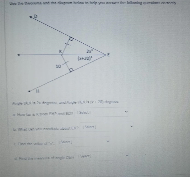 A. How far is k from EH? and ED?B. what.l can you conclude about EK?C. fund the value-example-1