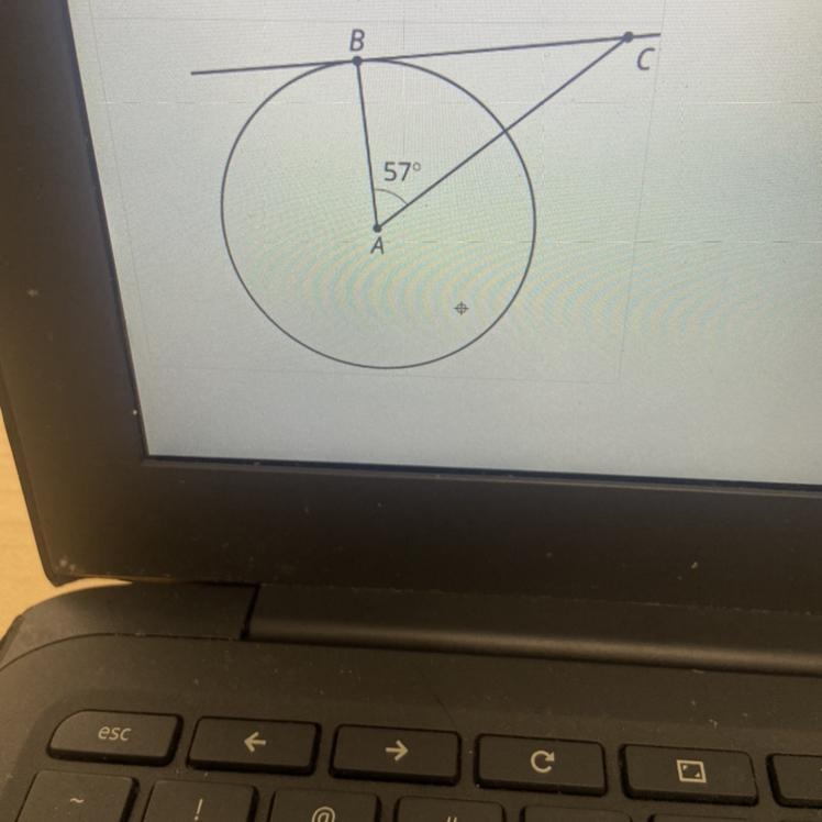 Line BC Is a tangent to circle A at Point B. How would I find the measure of angle-example-1