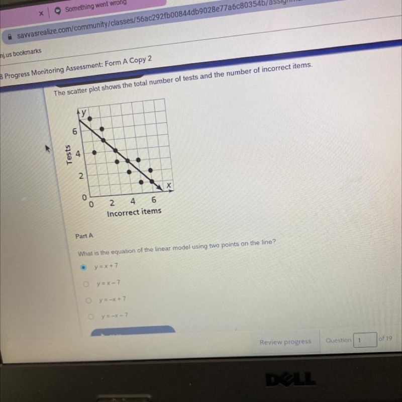 What is the equation of the linear model using two points on the line?-example-1