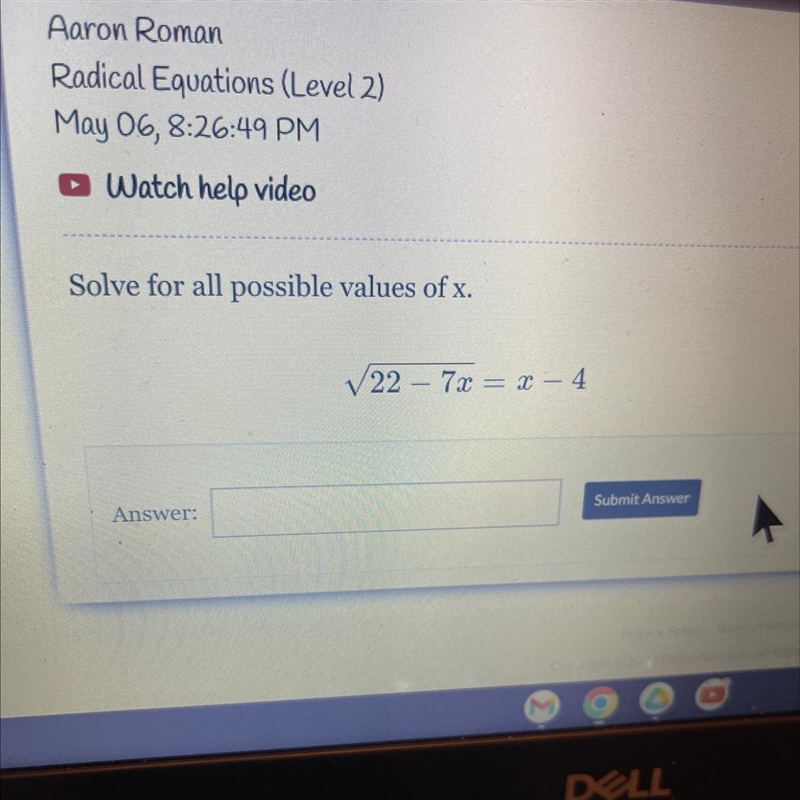 Solve for all possible values of x.V22 - 7x = 2 -4-example-1