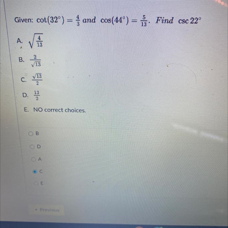 Hello, precalc, need help on finding csc-example-1