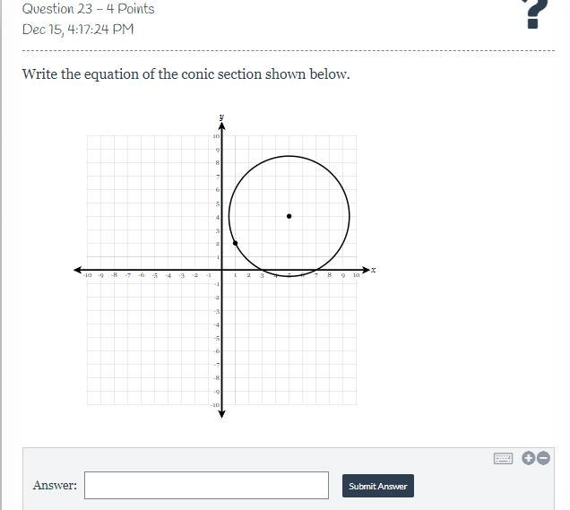 WRITE THE EQUATION OF THE CONIC SHOWN-example-1