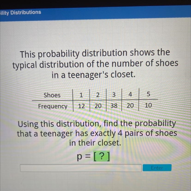 This probability distribution shows thetypical distribution of the number of shoesin-example-1