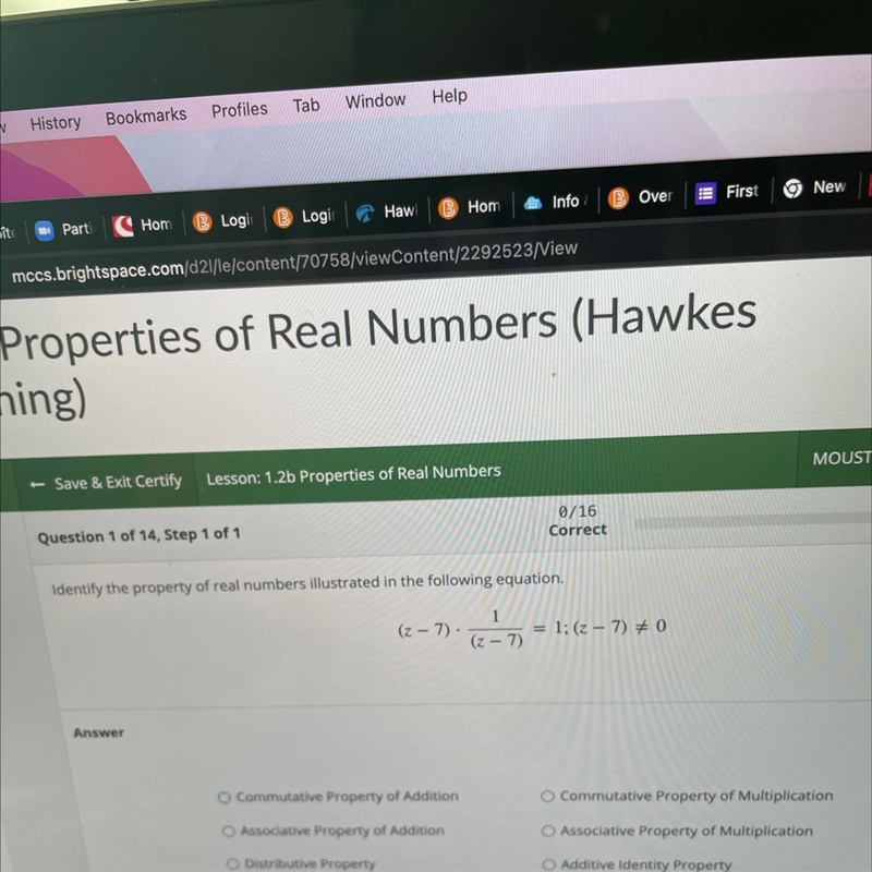 Identify the property of real numbers illustrated in the following equation.-example-1