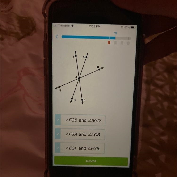 Which angles are adjacent to each other? Select all that apply. And angle CGD and-example-1