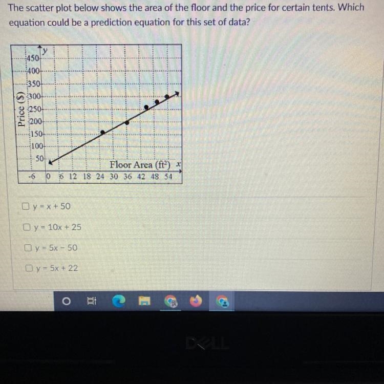 Which equation could be a prediction equation for this set of data-example-1