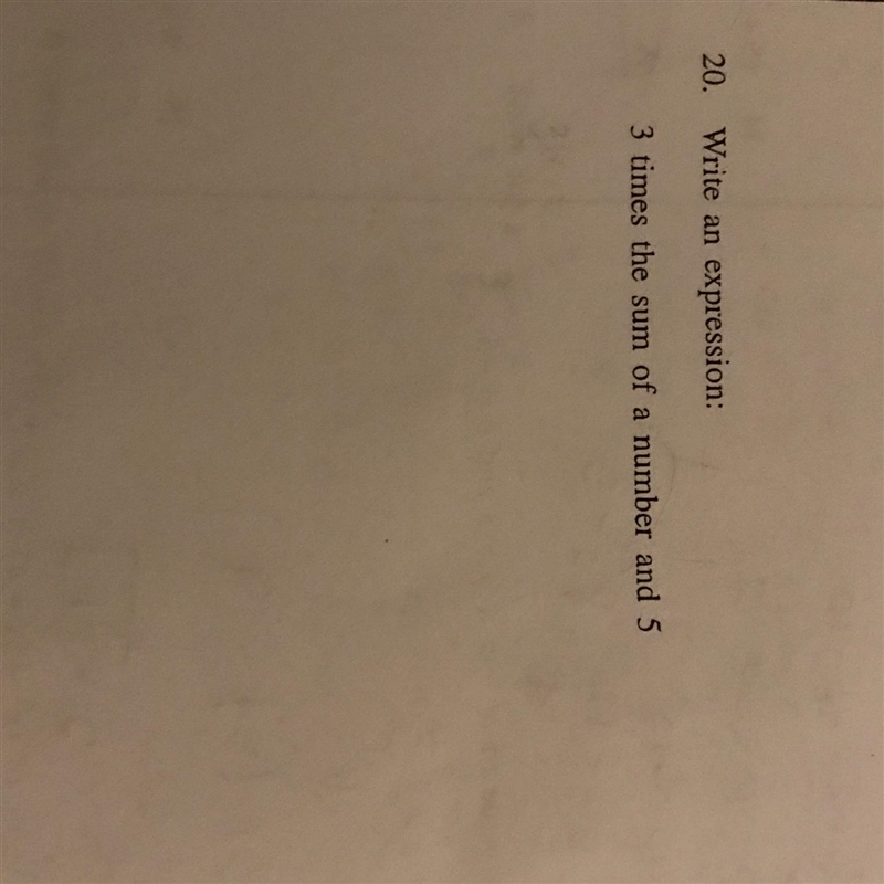 3 times the sum of a number and 5 SHOW WORK-example-1