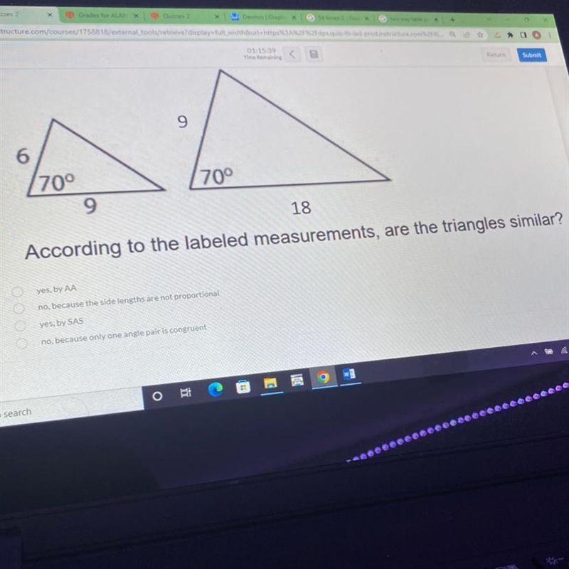 Are the triangles similar?-example-1