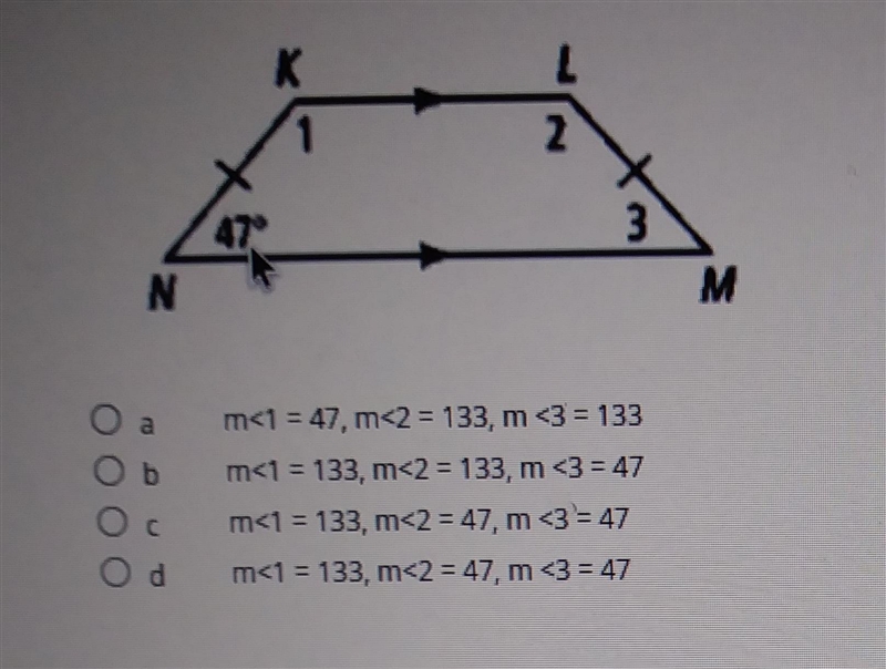 Find the measures of the numbered angles in each isoceles teapezoid-example-1