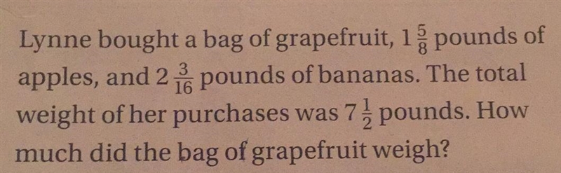 Lynne bought a bag of grapefruit 1 3 pounds of apples and 2 pounds of bananas. The-example-1