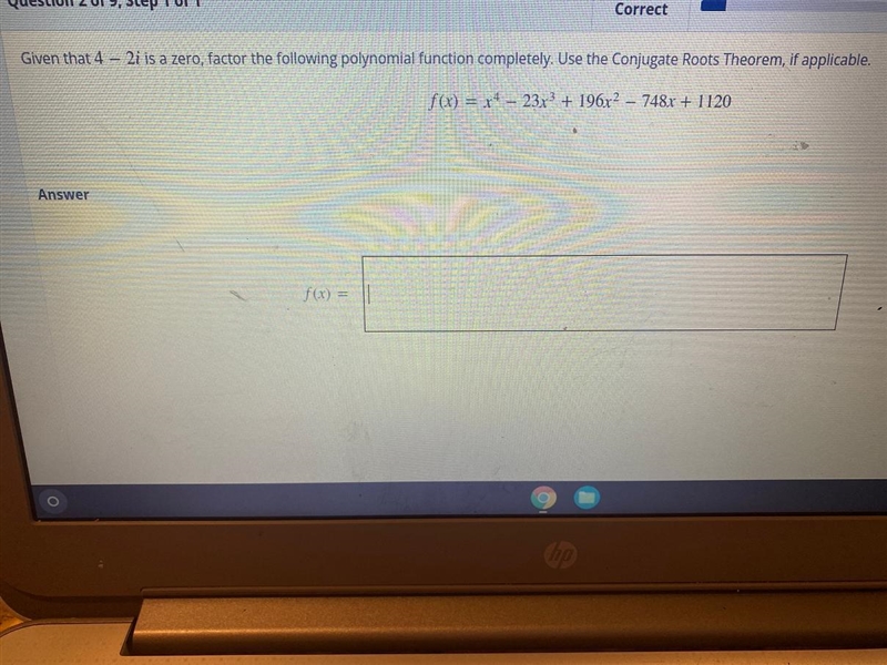 Given that 4-2i is a zero, factor the following polynomial-example-1