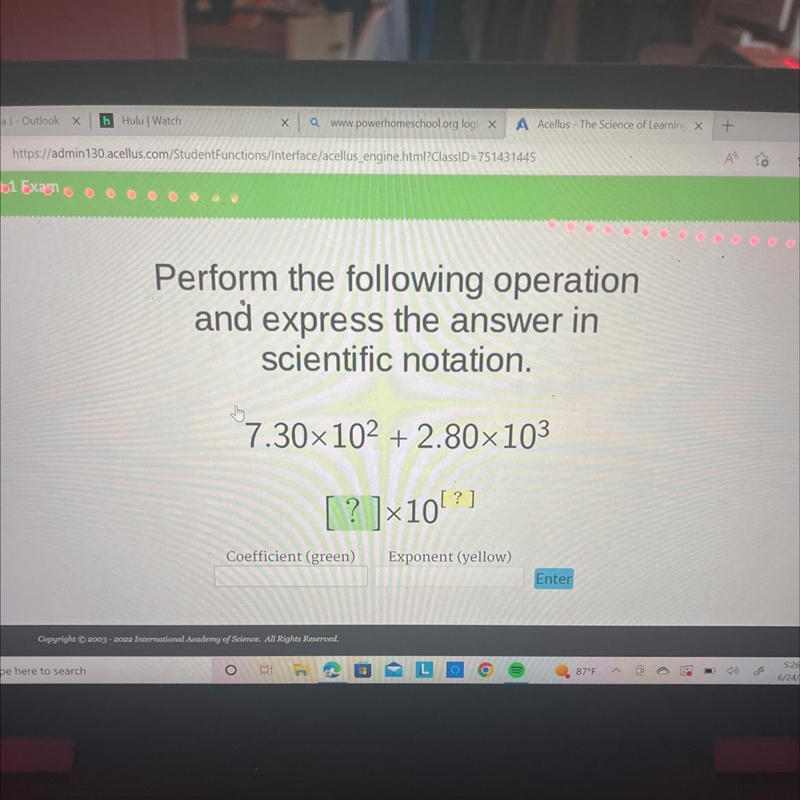 Perform the following operation express the answer in scientific notation 7.30x10^2 + 2.80x-example-1