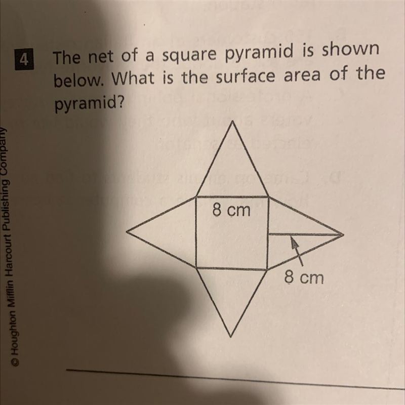 The net of a square pyramid is shown below. What is the surface area of the pyramid-example-1