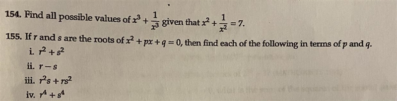 155) If r and s are the roots of x^2 + px + q = 0, then find each of the following-example-1