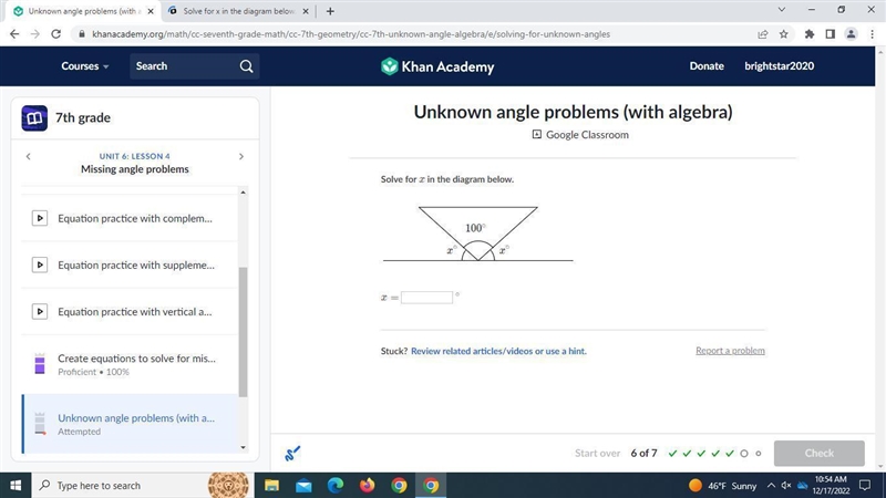 Solve for x in the diagram below. x= ? °-example-1