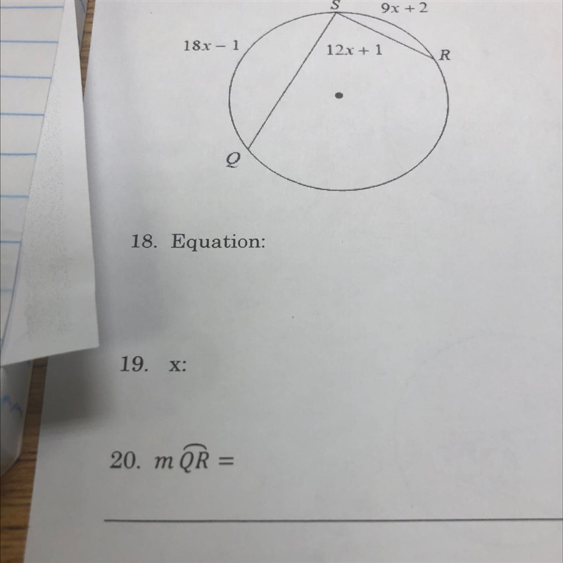 Whats the equation? Whats the X? Whats does mQR=-example-1