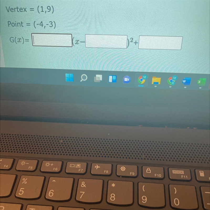 Use the vertex (h,k) and a point on the graph (x,k) to find the standard form of the-example-1