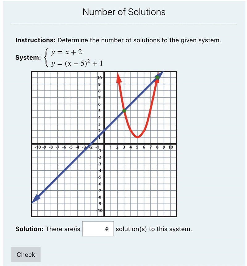 Instructions: Determine the number of solutions to the given system.-example-1