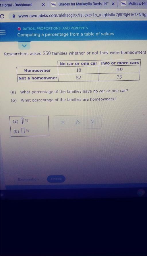 researchers asked 250 families whether or not they were homeowners and how many cars-example-1