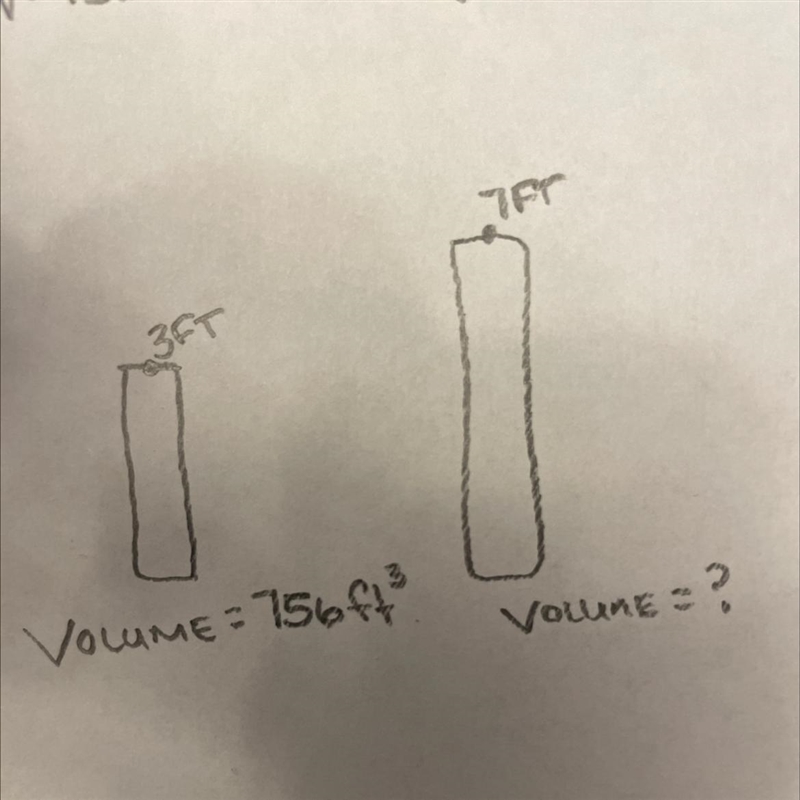 If one cylinder is r=3 ft and the volume is 756 feet cubed, how do I find the volume-example-1