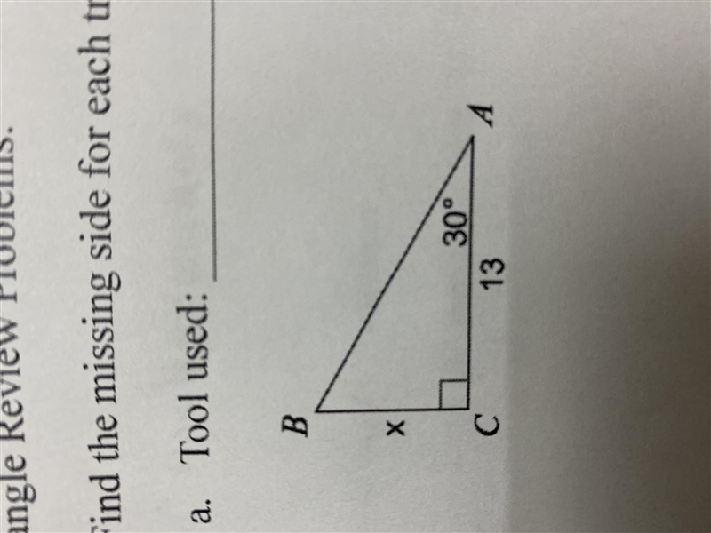 Find the missing side for each triangle below-example-1