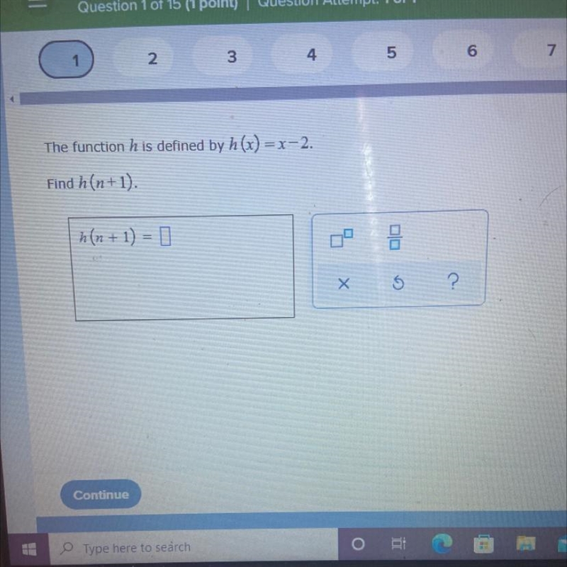 The function is defined by h(x) = x - 2 . Find h(n + 1) .-example-1