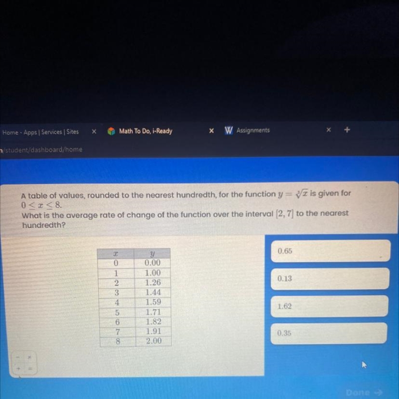 What is the average rate of change of the function over the interval 2,7l to the nearest-example-1