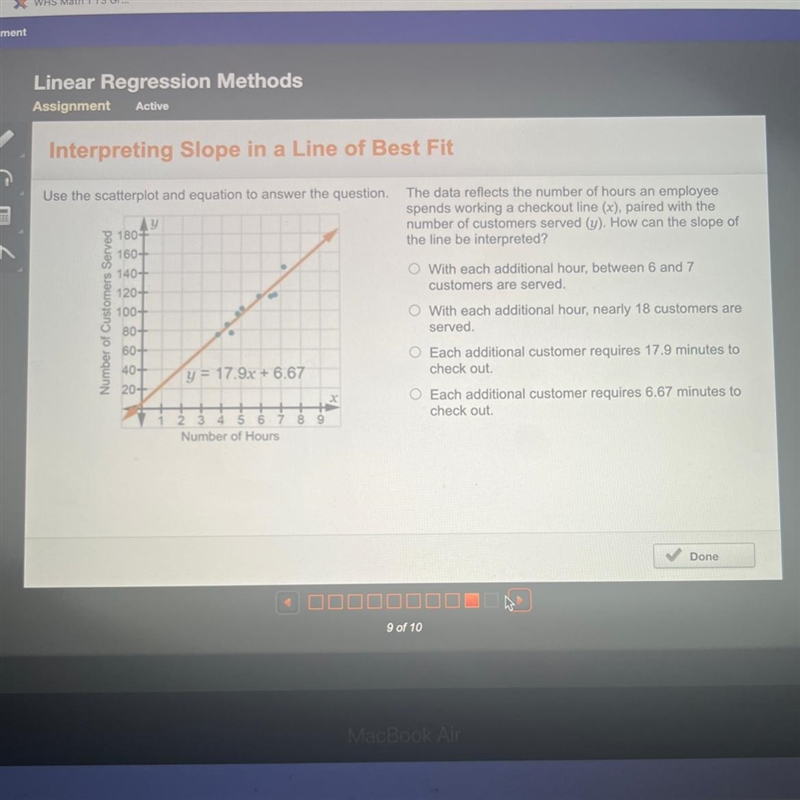 Interpreting Slope in a Line of Best Fit Use the scatterplot and equation to answer-example-1