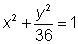 Write an equation in standard form of an ellipse that has a vertex at (0, 6), a co-example-2